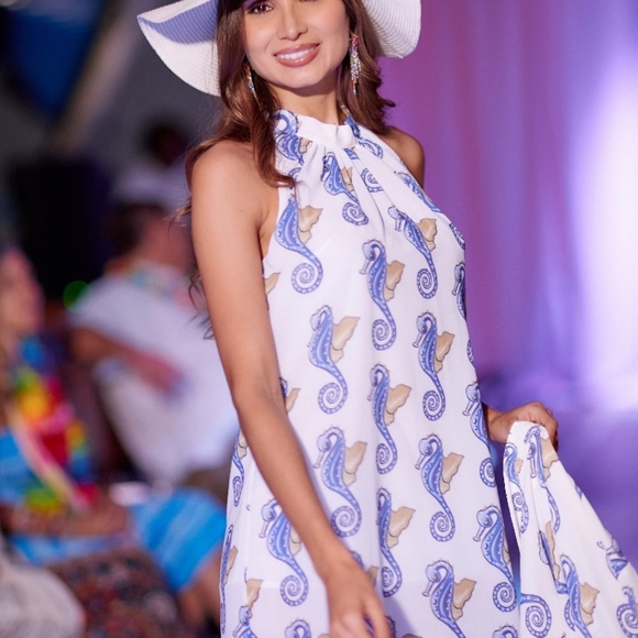 Seahorse Halter Top Summer Chiffon Dress - Picture 5 of 8